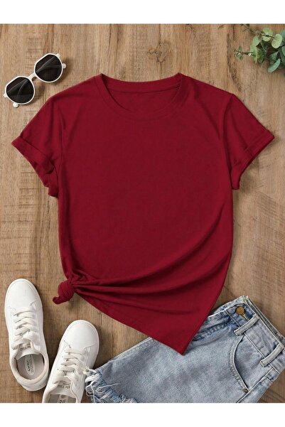 PALPİTO تي شيرت أحمر سادة للجنسين مقاس كبير