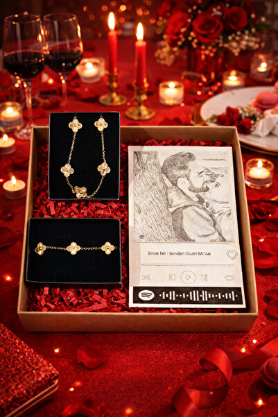 Reparix Design Kişiye Özel Spotify Plaklı Kararmaz Çelik Yonca Kolye & Bilekl...