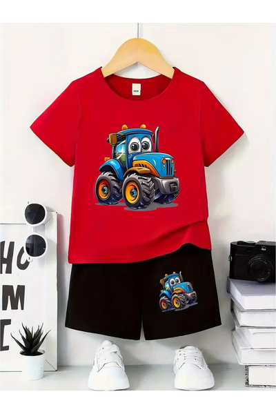 Cevval طقم تي شيرت وشورت جيب للأطفال