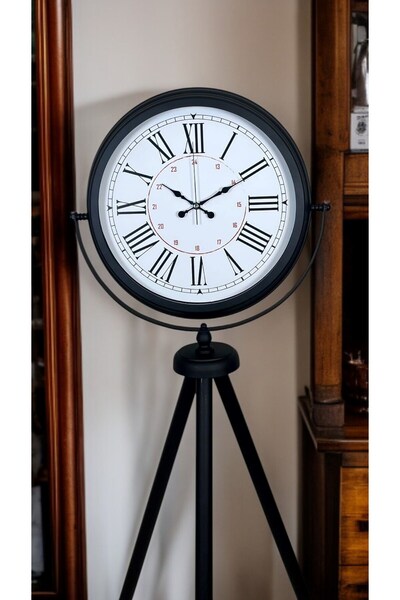 Leyaton Black Roman Numeral Luxury Design Tripod Stand Clock Lwlhm-Ytrs345
