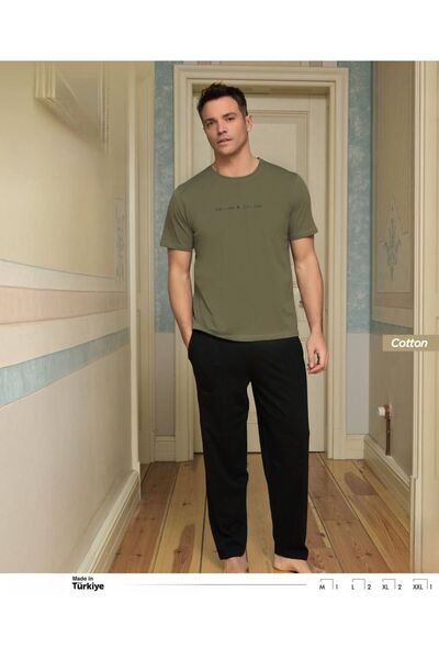 İpek Set de pijamale pentru bărbați, cu mânecă scurtă, decolteu tip crew, 100...