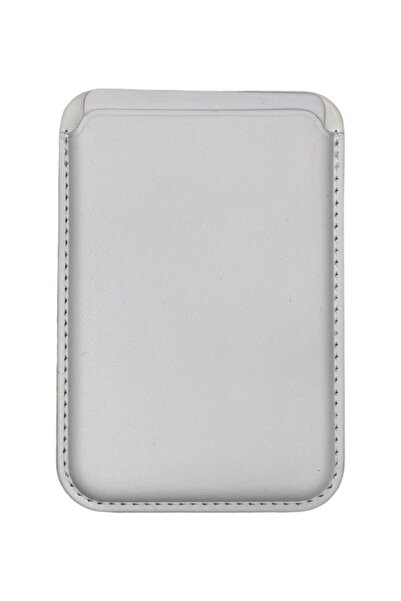 GTC iPhone Siyah Magsafe Özellikli Deri Kartlık Manyetik Telefon Cüzdanı Gri