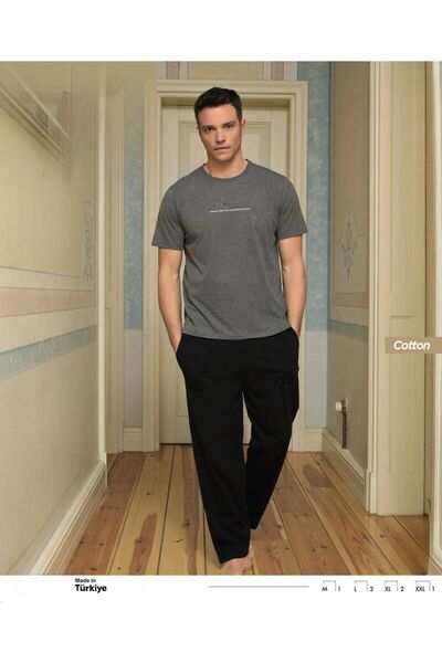 İpek Set de pijamale pentru bărbați, cu mânecă scurtă, decolteu tip crew, 100...