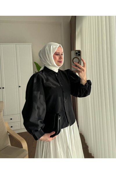 Trenddolabı Women's Skirt Top Balloon Sleeve Hijab Short Shirt