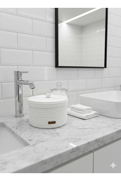 AZR HOME DESİGN Natural Jute Rope Handmade Basket with Lid, Organizer Decor 2...