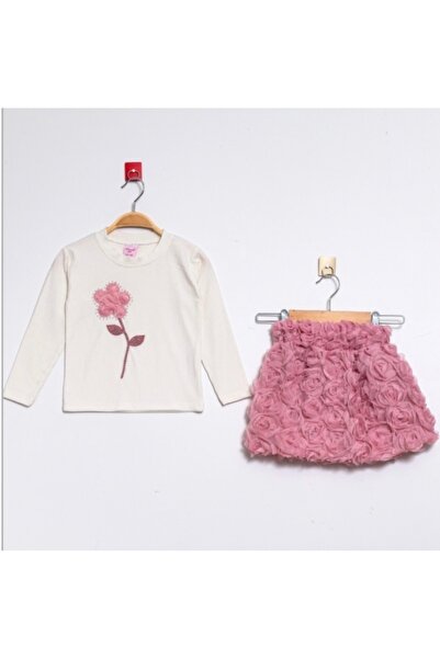 kokosh _ kidss burcu sapmaz Set bluză și fustă cu detalii în relief în formă ...