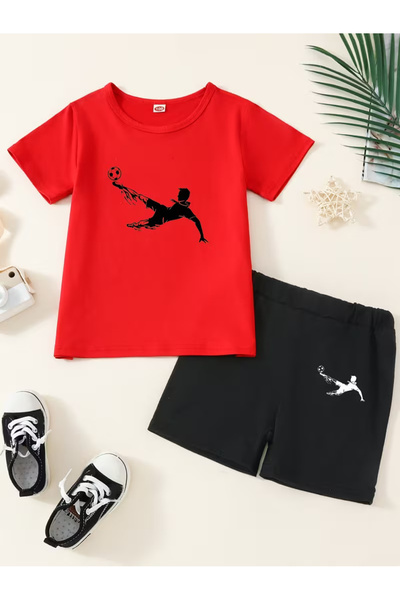 Cevval طقم تي شيرت وشورت جيب للأطفال