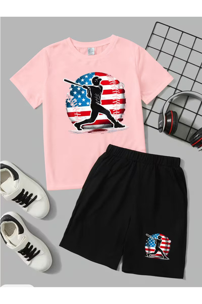 Cevval Set tricou și pantaloni scurți pentru copii (2 piese)