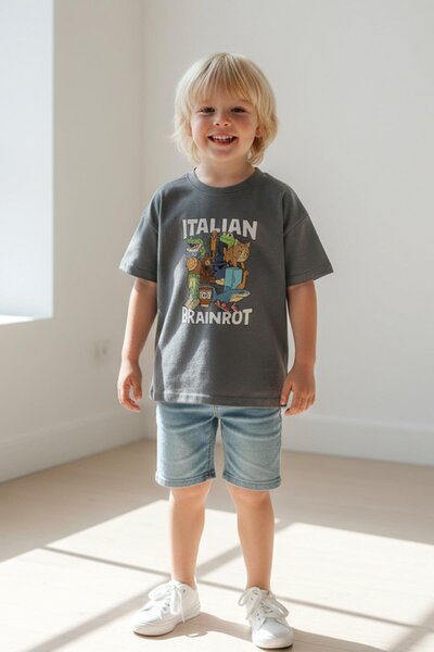 Monila Erkek Çocuk Pamuklu Bisiklet Yaka Baskılı T-Shirt