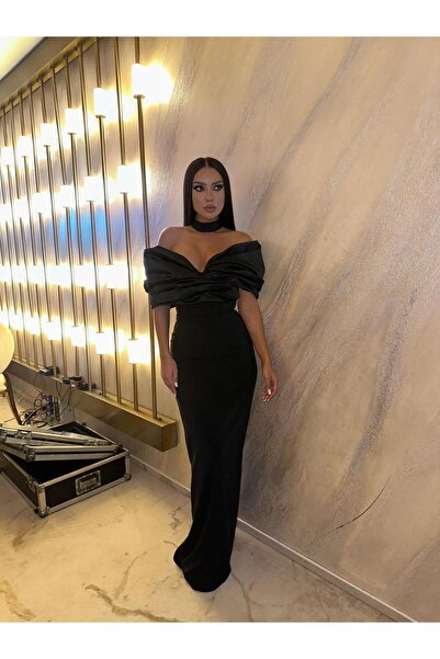 Shop Royal Black taffeta dress with choker