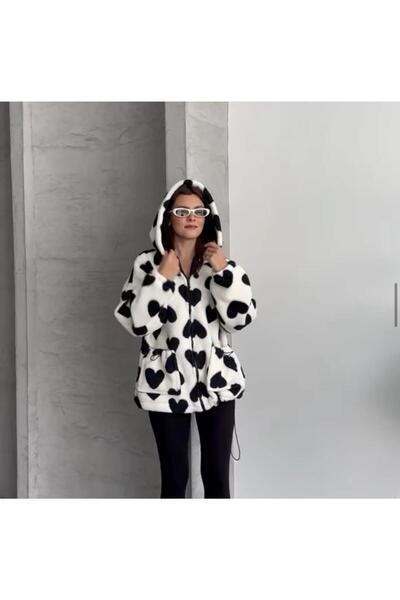 moda rouge KALPLİ KAPÜŞONLU PELUŞ MONT