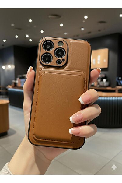 iPhone 13 Pro Uyumlu Kılıf Mıknatıslı Suni Deri Kartlıklı Kapak