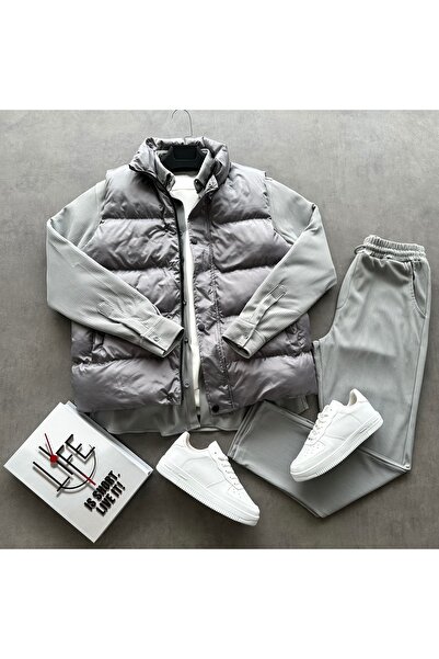 tetramoda Мъжки комплект от 3 части: риза, панталони и жилетка от тъкан от ос...