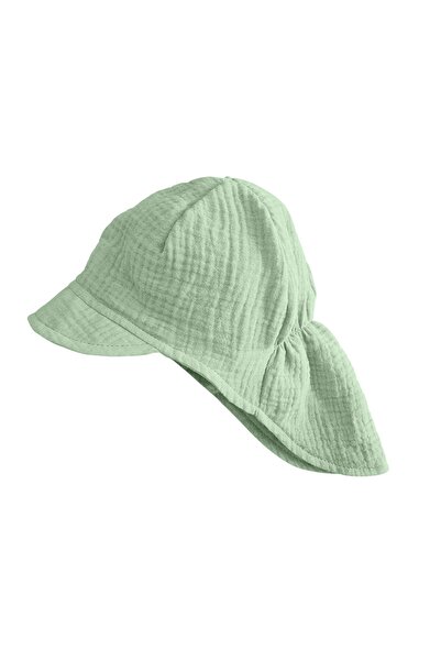 Kidizi Children's muslin cap with visor and neck protection Maitre mint 1-3 y...