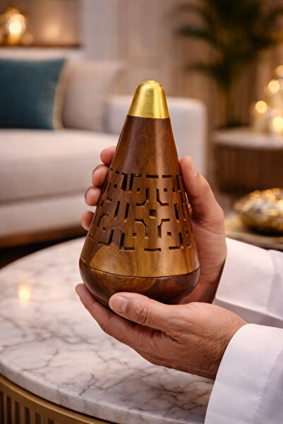 Generic A luxurious wooden incense burner with a modern design – a touch of e...