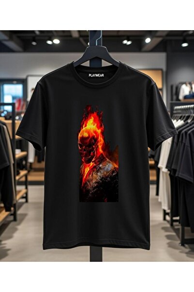 playwear Unisex Oversize Mold Ghost Rider Ghost Rider Design Printed Tshirt