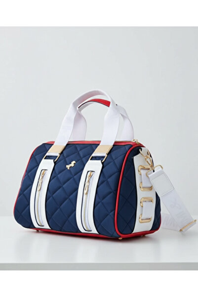 Çanta Trend Miami Polo Mega Boy Kapitone El ve Omuz Askılı Gold Aksesuarlı Ka...