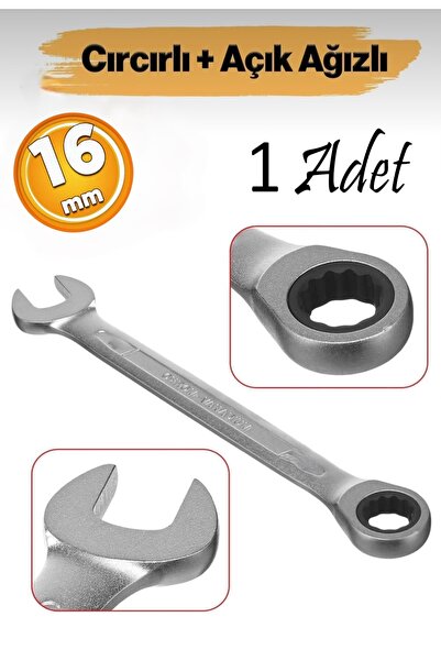 Yofeil Yofe YF016 Cırcırlı Anahtar 16 mm Açık Ağızlı Düz Ve Cırcır Kombine An...