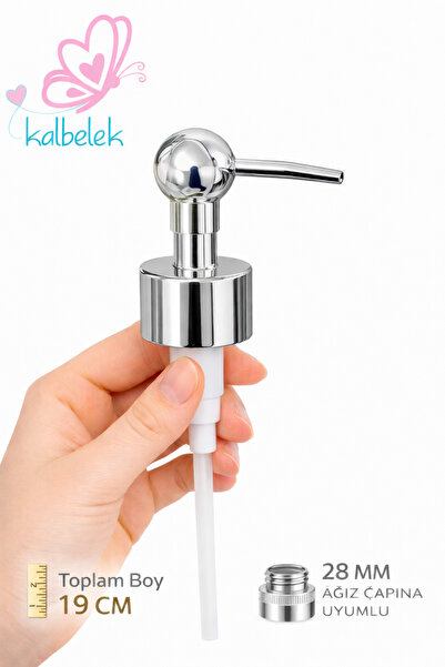 Kalbelek Parlak Gümüş Sıvı Sabunluk Pompası – 28 mm Uyumlu Yedek Pompa