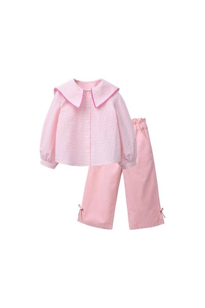 Teeny Weeny Kids Girl's Cotton Woven Shirt and Pants Set