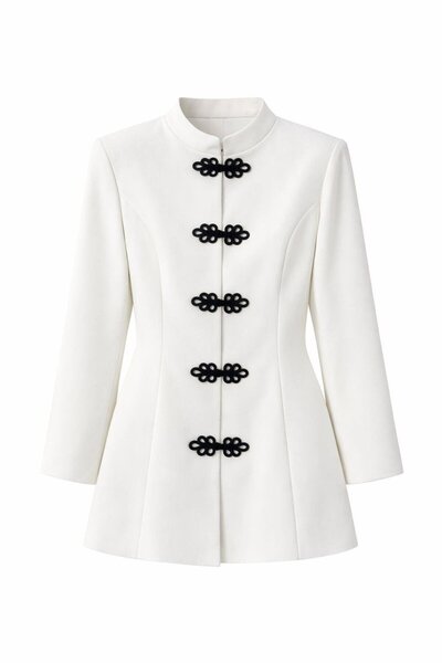 HAZELANNA Contrast White Napoleon Jacket