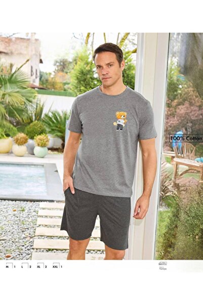 İpek Чоловічий комплект піжами з коротким рукавом, велосипедним коміром, 100%...