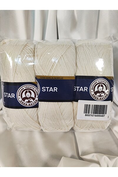 Ören Bayan Star Krem El Örgü İpi (3 Adet) - Renk: 004