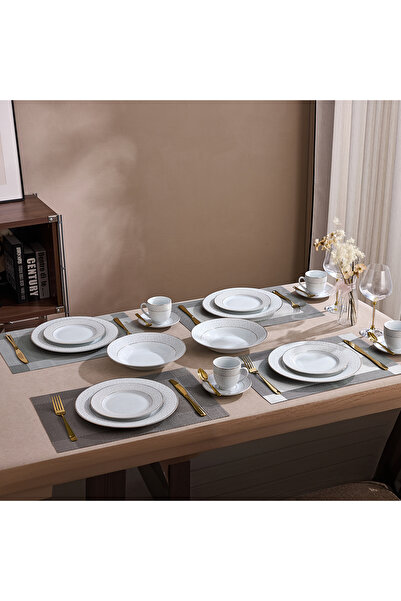 Malooki Golden Stardust 6-person Porcelain Dinner Set 30 Pieces, Modern Desig...