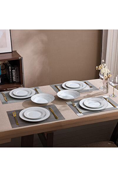 Malooki Golden Stardust Porcelain Dinner Set for 6 People, 18 Pieces, Modern ...