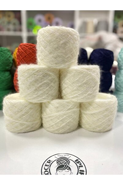 göçer Acrylic Mohair: Cream Color, 2 mm Gold Sequins, All Net Material, 600 Gr.