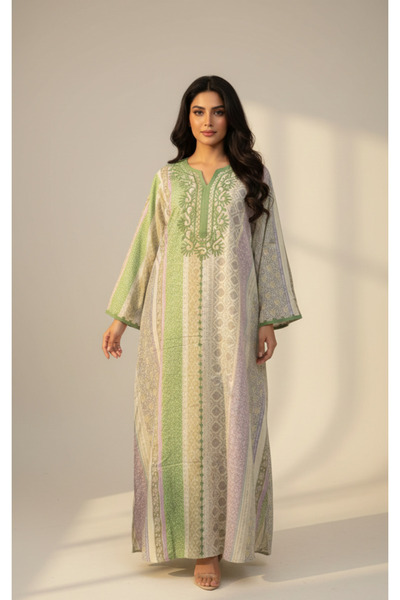 Moda Line Colorful everyday jalabiya with embroidery on the collar