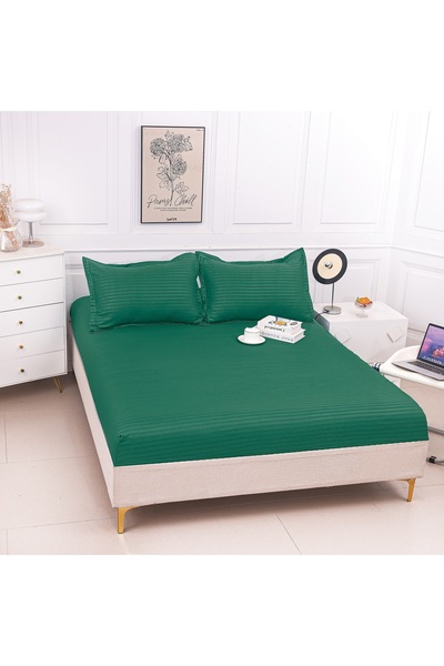 Truva Home Thin Damask Elastic Bed Cover - 3 Piece Set with Pillowcases, 180x...