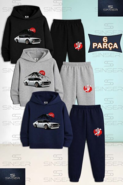 SS SİNSER Παιδικό Unisex Σετ φόρμας με κουκούλα 3 τεμαχίων CAR TOKYO BEFORE T...