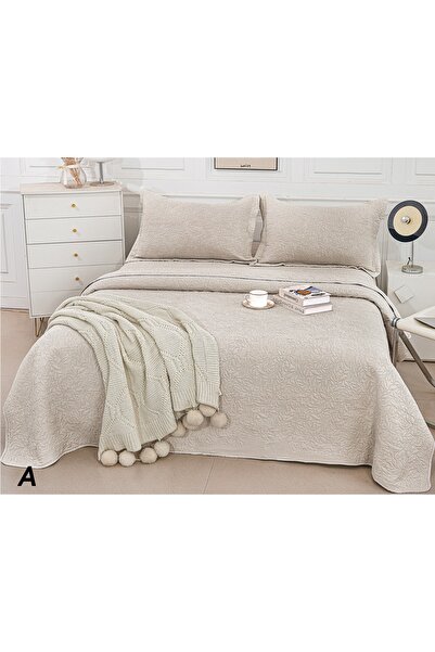 Truva Home Quilted Cotton and Satin Bedspread - 3-Piece Set with Pillowcases,...