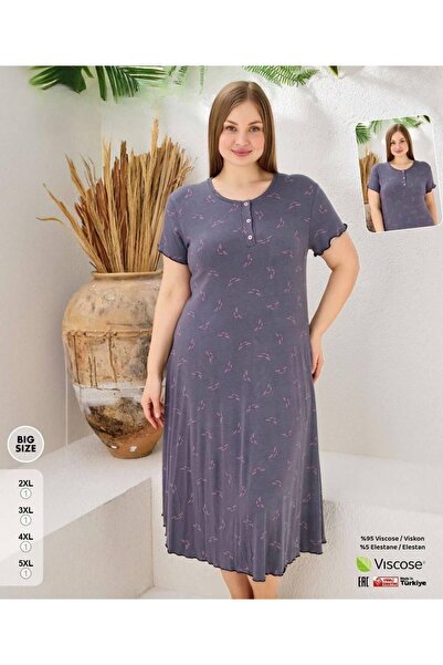 İpek Cămașă de noapte pentru femei, cu mânecă scurtă, mărime mare, cu nasturi...