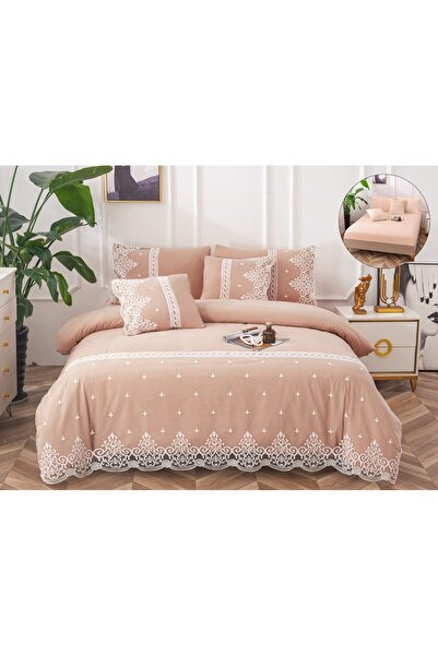 Truva Home Bed Linen Set, 6 Pieces - 180x200 cm, Fitted Sheet