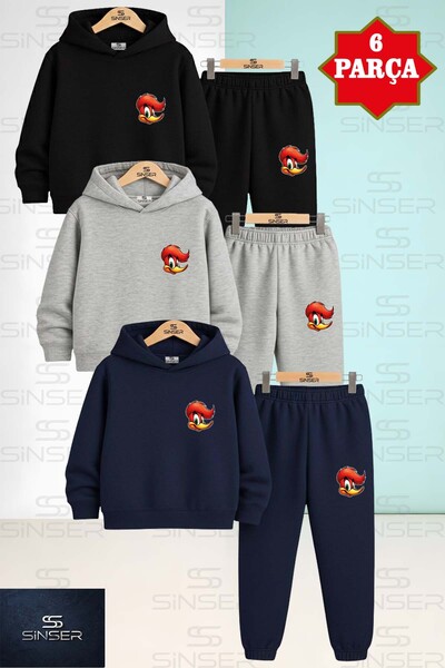 SS SİNSER Set de trening cu glugă din 3 piese, unisex, cu LOGO Woodpecker pen...