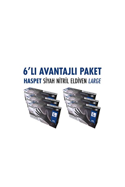 Has-Pet HASPET SİYAH NİTRİL ELDİVEN LARGE 6 LI AVANTAJLI PAKET