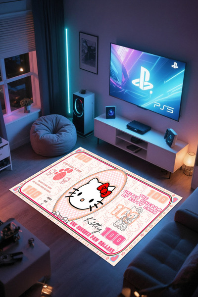 Reyhani Hello Kıtty Dolar Desenli Kaymaz Taban Makinede Yıkanabilir Çocuk Gam...