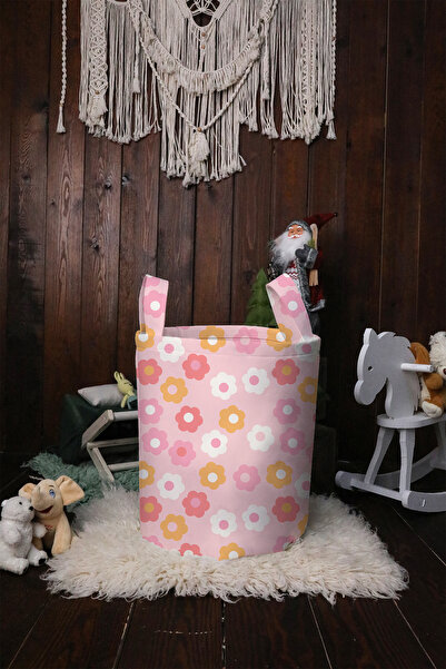 BelezaHome Children's and Baby's Room Toy Basket Pink Flowers Patterned Folda...