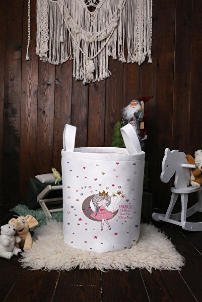 BelezaHome سلة ألعاب لغرفة الأطفال والرضع، منظم ألعاب من اللباد بنمط فتاة على...