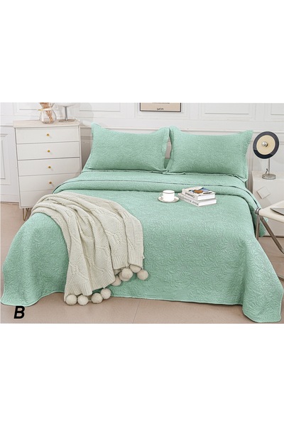 Truva Home Quilted Cotton and Satin Bedspread - 3-Piece Set with Pillowcases,...