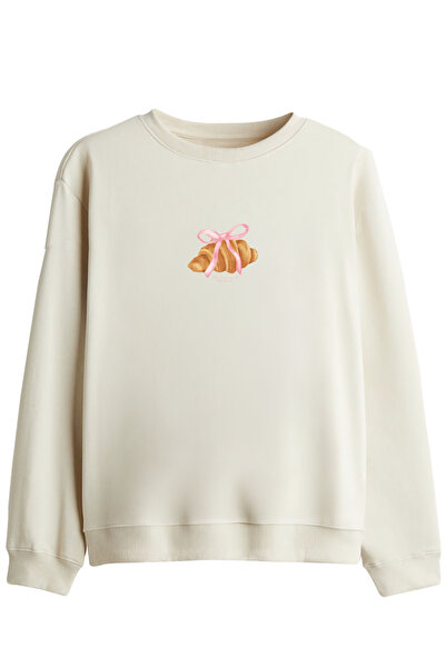 BetterThanCo Hanorac cu imprimeu croissant și guler tip crewneck