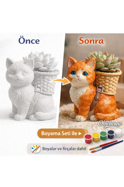 WeSank Boyanabilir Alç? kedi Saks? | Boya ve F?rça Dahil | Çocuklar ?çin Sana...
