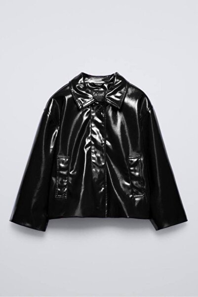 Teeny Weeny Kids Girl's Shiny Leather Jacket