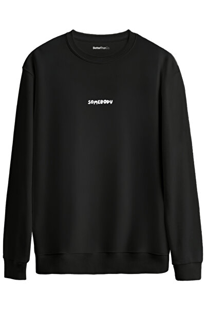 BetterThanCo Hanorac oversize cu imprimeu Somebody și guler tip crewneck