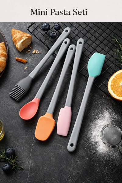 Mode Cool 5 Parça Silikon Spatula Seti Pasta Kek Mutfak Gereçleri