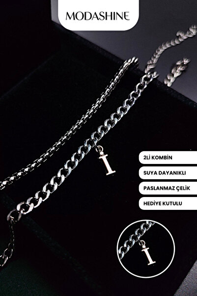 ModaShineShop 2’li Kombin İ Harfli Paslanmaz Çelik Bileklik – Sevgiliye Kişiy...