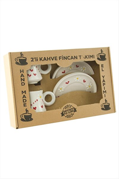 OSENSE Heart Daisy Patterned Ceramic Double Cup Set