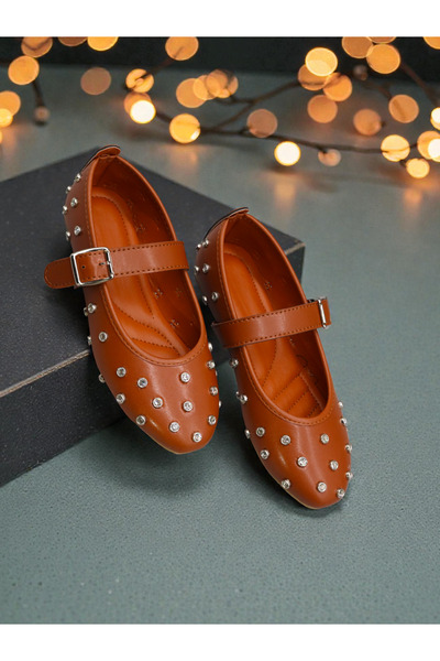 HFKY Women's Comfortable Fit Ballerinas with Stone Detailed Buckle